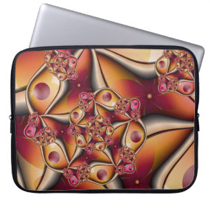 Kleurrijke Joy Abstract Rood Oranje Fantasie Fract Laptop Sleeve