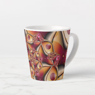Kleurrijke Joy Abstract Rood Oranje Fantasie Fract Latte Mok