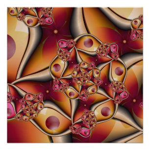Kleurrijke Joy Abstract Rood Oranje Fantasie Fract Poster
