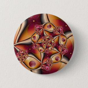 Kleurrijke Joy Abstract Rood Oranje Fantasie Fract Ronde Button 5,7 Cm