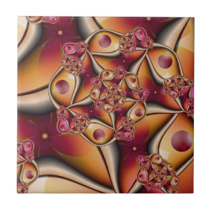 Kleurrijke Joy Abstract Rood Oranje Fantasie Fract Tegeltje