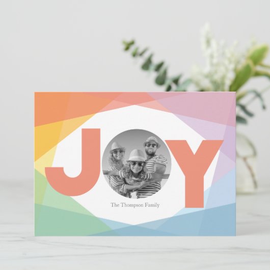 Kleurrijke Joy Christmas Kaart (Staand voorkant)