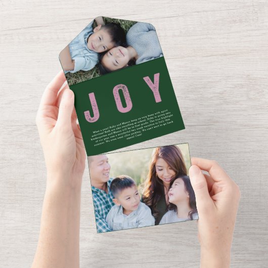 Kleurrijke JOY Tear Away Foto Vakantiekaart All In One Uitnodiging (Afscheurbaar)