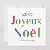 Kleurrijke Joyeux Noel Franse Kerst  Notitiekaartje (Voorkant)