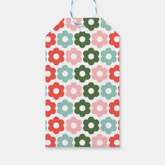 Kleurrijke Joyful Christmas Retro Daisy Gift Label Cadeaulabel (Achterkant)