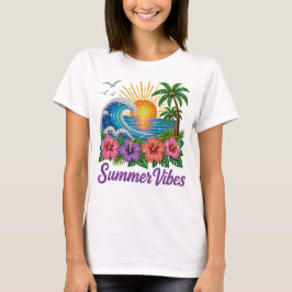 KLEURRIJKE JUIWELEN ZOMERGOLVEN & BLOEMEN T-SHIRT