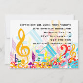 Kleurrijke Jumbled Muzieknoten V2 Verjaardagsfeest Kaart (Achterkant)