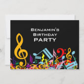 Kleurrijke Jumbled Muzieknoten Verjaardagsfeest Kaart (Voorkant)