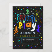 Kleurrijke Jump & Play Neon Trampoline Verjaardag Kaart (Voorkant)