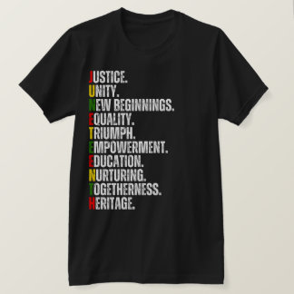 Kleurrijke Juneteenth-tekst T-shirt