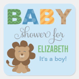 Kleurrijke Jungle Dieren Baby Jongen Vierkante Sticker