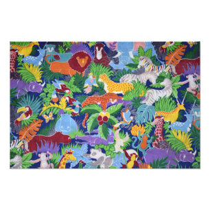 Kleurrijke Jungle Dieren Foto Afdruk