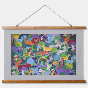 Kleurrijke Jungle Dieren Hangend Wandkleed