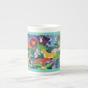 Kleurrijke Jungle Dieren Porselein Kop