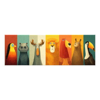 Kleurrijke Jungle Dieren Vrienden Poster