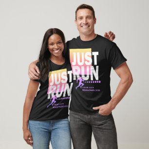 Kleurrijke Just Run Marathon Hardloper Parcours We T-shirt