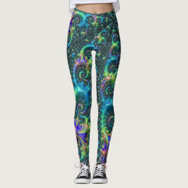 Kleurrijke Juweeltoon Fractale Spiraal Abstracte K Leggings