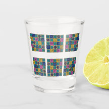 Kleurrijke juweeltoon tegel shotglas