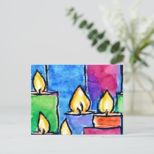 Kleurrijke kaarsen vakantie kaart (Staand voorkant)