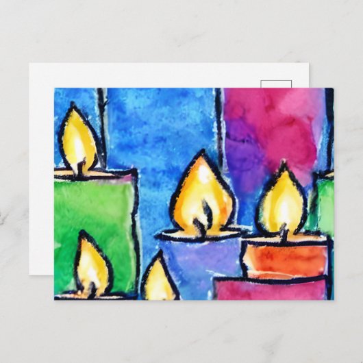 Kleurrijke kaarsen vakantie kaart (Voorkant / Achterkant)