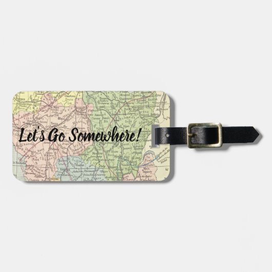 Kleurrijke kaart met aangepaste tekst en naam bagagelabel (Voorkant horizontaal)