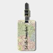 Kleurrijke kaart met aangepaste tekst en naam bagagelabel (Voorkant verticaal)