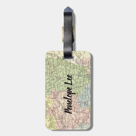 Kleurrijke kaart met aangepaste tekst en naam bagagelabel (Achterkant verticaal)