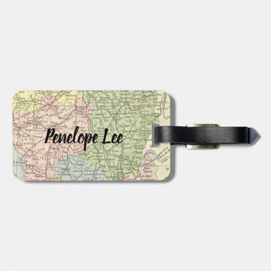 Kleurrijke kaart met aangepaste tekst en naam bagagelabel (Achterkant horizontaal)