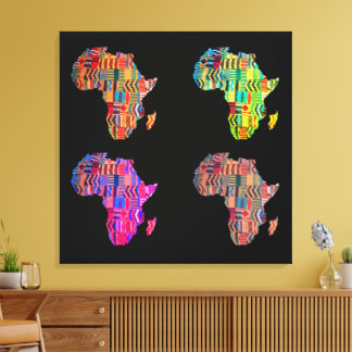 Kleurrijke kaart van Afrika op canvasprint met spa Canvas Afdruk