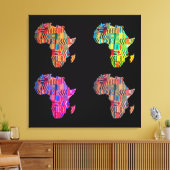 Kleurrijke kaart van Afrika op canvasprint uitgere Canvas Afdruk (Insitu (Woonkamer))