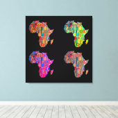 Kleurrijke kaart van Afrika op canvasprint uitgere Canvas Afdruk (Insitu (Houten vloer))