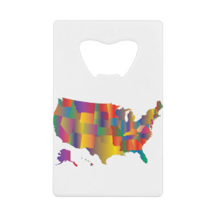 Kleurrijke kaart van Amerika Creditkaart Flessenopener