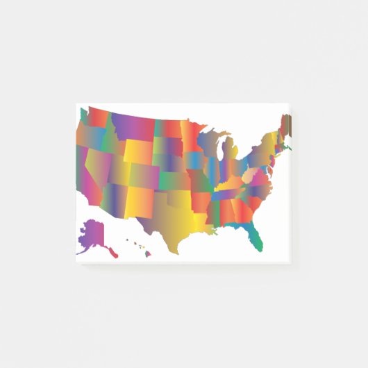 Kleurrijke kaart van Amerika Post-it® Notes (Voorkant)