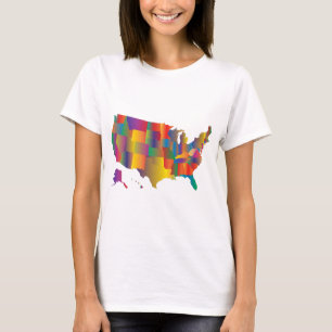 Kleurrijke kaart van Amerika T-shirt