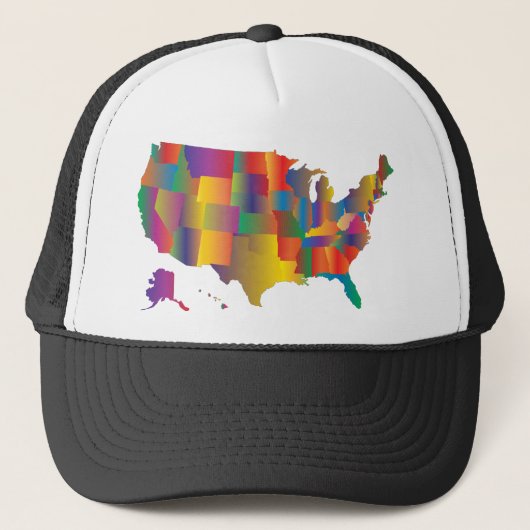 Kleurrijke kaart van Amerika Trucker Pet (Voorkant)