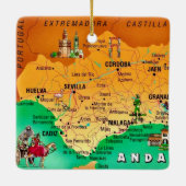 Kleurrijke kaart van Andalusië Spanje Keramisch Ornament (Achterkant)