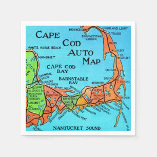 Kleurrijke Kaart van Cape Cod Servet