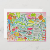 Kleurrijke kaart van Caribische eilanden (Voorkant / Achterkant)
