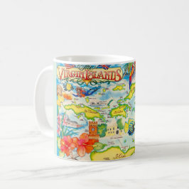 Kleurrijke Kaart van de Maagdeneilanden Koffiemok