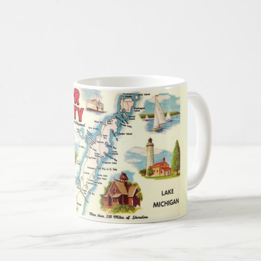 Kleurrijke kaart van Door County Mok (Voorkant rechts)