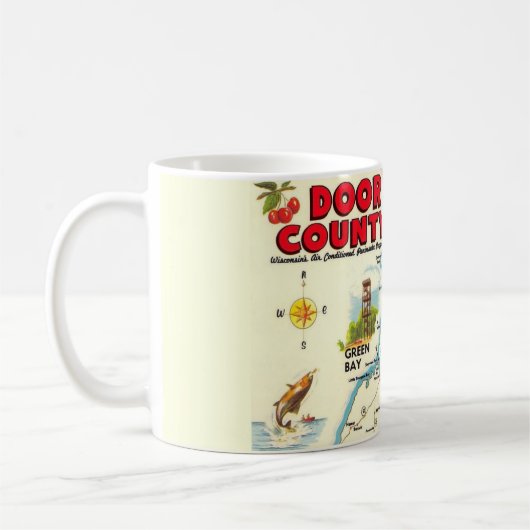 Kleurrijke kaart van Door County Mok (Links)