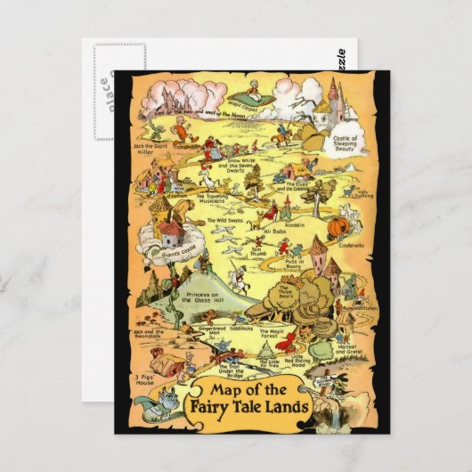  kleurrijke kaart van het sprookjesland (Voorkant / Achterkant)