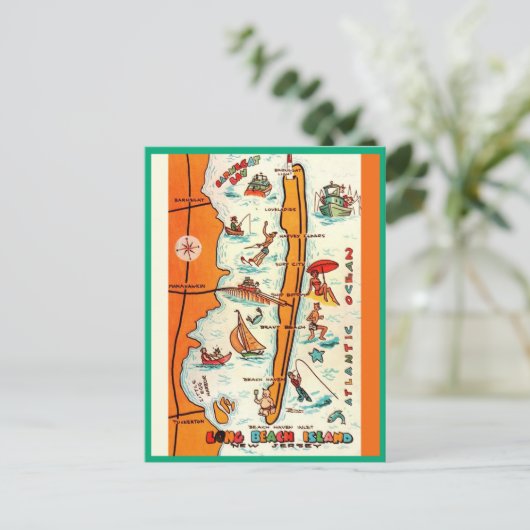 Kleurrijke kaart van Long Beach Island  (Staand voorkant)