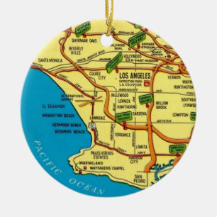 Kleurrijke kaart van Los Angeles Keramisch Ornament