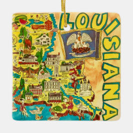Kleurrijke kaart van Louisiana Keramisch Ornament