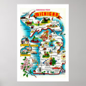Kleurrijke kaart van Michigan Print (Voorkant)