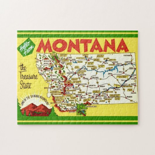 Kleurrijke kaart van Montana 11x14 Legpuzzel (Horizontaal)