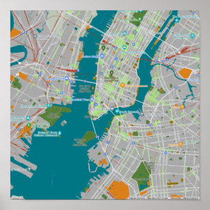 Kleurrijke kaart van NYC Poster