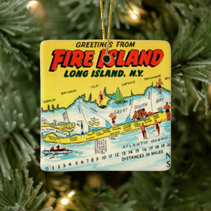 Kleurrijke kaartversiering van Fire Island Keramisch Ornament