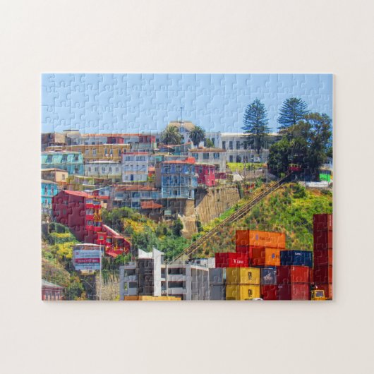 kleurrijke kabelspoorweg legpuzzel (Horizontaal)